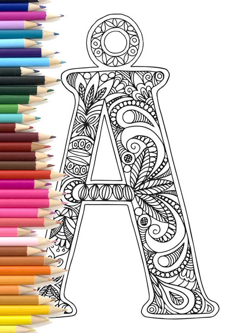 Adult Colouring Page Alphabet Letter Swedish a - Etsy