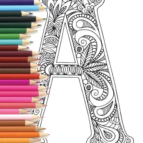 Adult Colouring Page Alphabet Letter a - Etsy