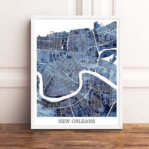 New Orleans Urban Karte Print, New Orleans Straßen Karte Poster, New Orleans Louisiana Aquarell Blau, Wohnkultur, modern, printable Art