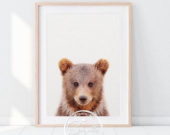 Bear Print, Woodland Nursery Decor, Bear Cub Print, Brown Bear, Nursery Prints, Baby Animal Prints, Woodland Animals, Nursery Printable Art