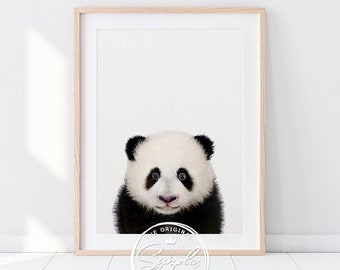 Baby Panda Bear Print, Nursery Wall Art, Baby Animals, Cute Panda Art, Forest Animal Prints, Woodland Nursery Decor, Kids Room Printable Art