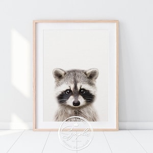 Raccoon Print, Woodland Animals, Animal Art, Baby Animals, Nursery Print, Forest Animal, Nursery Decor, Woodland Nursery, Kids Printable Art