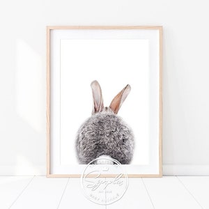 Grey Bunny Rabbit Tail Print, Nursery Wall Art Decor, Instant Digital Downloadable, Woodland Baby Animal Printable Art by Synplus