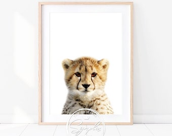 Baby Cheetah Cub Print, Safari Nursery Wall Art Decor, Baby Animal Poster, Printable Instant Digital Download, Baby Animal Art by Synplus