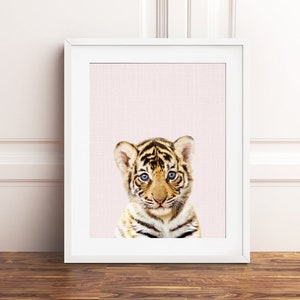 Tiger Print, Safari Nursery Decor, Baby Animals, Safari Animal Prints, Pink Nursery Wall Art, Girl Nursery Prints, Girls Room Printable Art
