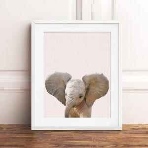 Elephant Print, Pink Nursery Decor, Baby Animals, Safari Animal Prints, Pink Nursery Wall Art, Girl Nursery Prints, Girls Room Printable Art