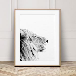 Lion Print, Lion Wall Art, Safari African Animal, Lion Photo, Black And White Animal Print, Modern Wall Art, Nursery Decor, Printable Art