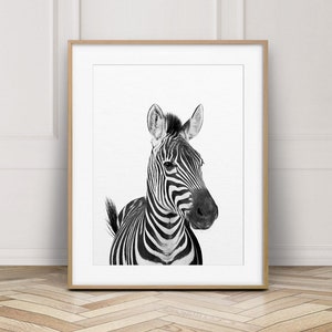 Zebra Print, Safari Animals Art, Nursery Wall Art, Black & White, Safari Nursery Decor, Safari Animal Prints, Modern Art, Kids Printable Art image 1