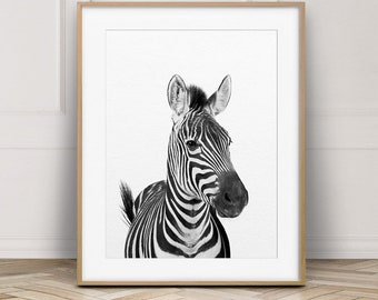 Zebra Print, Safari Animals Art, Nursery Wall Art, Black & White, Safari Nursery Decor, Safari Animal Prints, Modern Art, Kids Printable Art