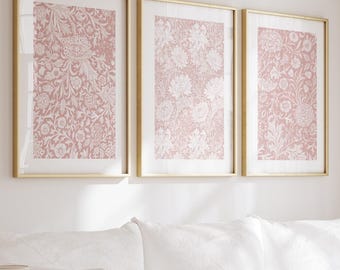 Rosa abstrakt set med 3 tryck, botaniska väggtavlor, rosa väggkonst, blomsterkonst, rosa väggtavlor, väggkonst för flickrum, heminredning, utskrivbar