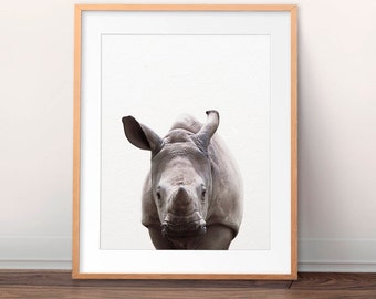 Rhino Print, Nursery Wall Art, Safari Animals, Nursery Decor, Baby Animal Prints, Rhinoceros Print, Safari Nursery, Kids Room Printable Art