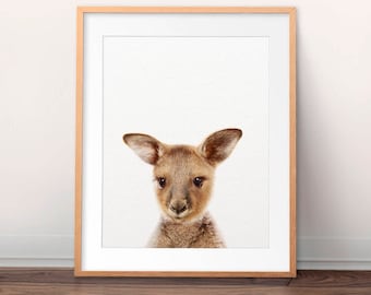 Baby Kangaroo Print, Cute Kangaroo Art, Nursery Wall Art, Australian Animals Art, Baby Animal Prints, Nursery Decor, Kids Room Printable Art