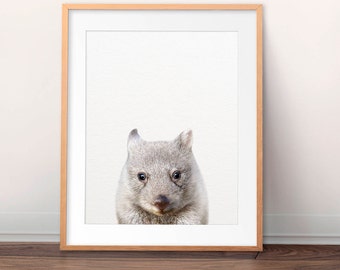 Wombat Print, Baby Wombat Wall Art, Cute Baby Animal Prints, Australian Animal, Nursery Animals Art, Nursery Decor, Kids Room Printable Art