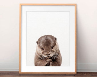 Baby Otter Print, Baby Otter Photo, Sea Animal Wall Art, Baby Animals Print, Cute Animal Art, Nursery Decor, Kids Room Digital Printable Art