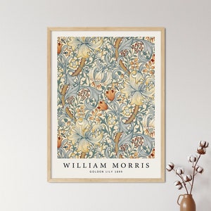 William Morris Golden Lily Print, Vintage Museum Exhibition Art Poster, Botanical Floral Pattern, Art Nouveau Wall Decor, Printable Art