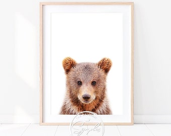 Baby Bear Print, Woodland Nursery Wall Art Decor, Baby Animal Poster, Instant Printable Digital Downloadable, Baby Animal Art by Synplus