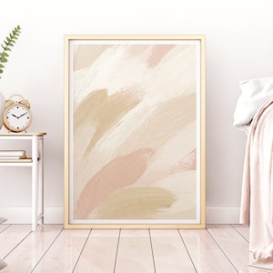 Abstract Print, Blush Pink & Beige Painting Art, Modern Minimalist Neutral Earthy Soft Tones Living Room Home Wall Art Decor, Printable Art