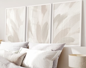 Set di 3 stampe astratte, quadri da parete bianchi e beige, decorazioni murali minimaliste dai toni neutri e delicati per camera da letto e soggiorno, stampe artistiche.