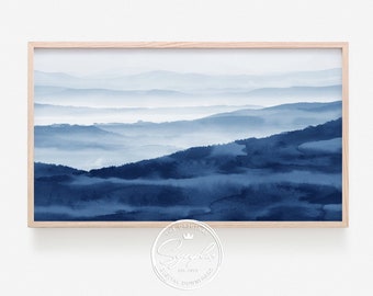Samsung Frame TV Art, Abstrakte Aquarell Kunst, Blue Mountains, Instant Download, Samsung Art TV, Digitaler Download für Samsung Frame, Synplus