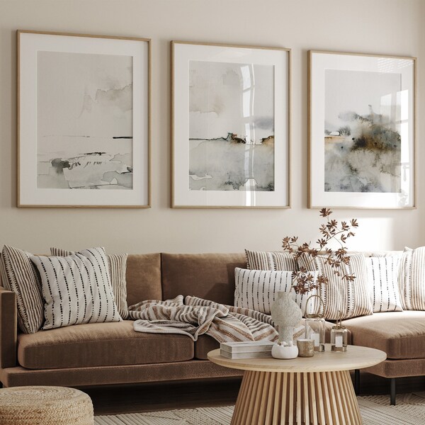 Grey Beige Wall Art Etsy