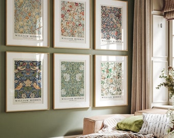 William Morris Prints, Gallery Wall Set 6, Vintage Museum Exhibition Art Posters, Botanical Wall Art, Art Nouveau Wall Decor, Printable Art