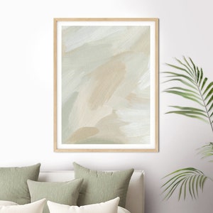 Abstract Print, Sage Green & Beige Painting Art, Modern Minimalist Neutral Earthy Soft Tones Living Room Home Wall Art Decor, Printable Art