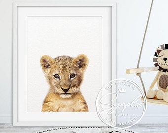 Lion Print, Safari Animal Prints, Baby Lion Wall Art, Lion Cub, Safari Nursery Decor, Nursery Wall Art, Safari Animals, Kids Room Printable