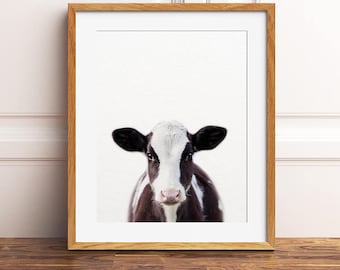 Cow Print, Nursery Decor, Baby Cow Print, Animal Art, Farm Animal Prints, Calf Art, Baby Animals, Nursery Wall Art, Kids Room Printable Art