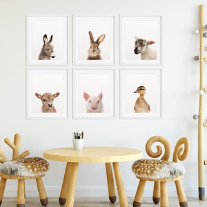 Farm Animal Prints Nursery Decor Farm Baby Animals Set 6 - Etsy