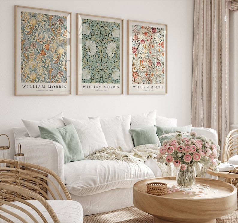 William Morris Prints, Gallery Wall Set of 3, Vintage Museum Exhibition ...