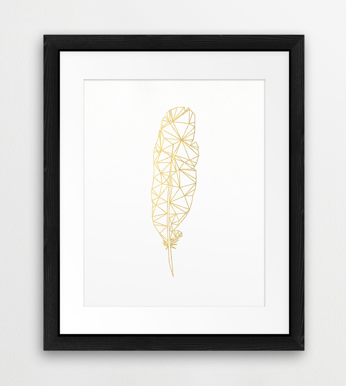 Feather Geometric Printable File Feather Silhouette Gold Foil Etsy