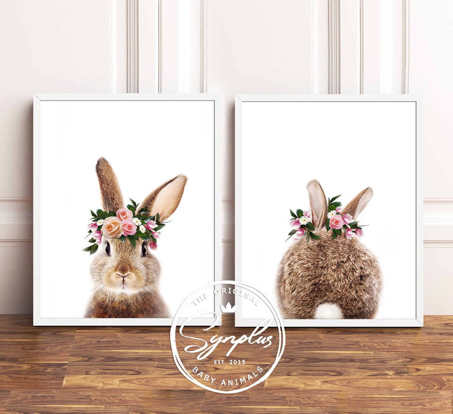 Bunny Rabbit Print Set of 2 Bunny Prints Bunny With Flower - Etsy