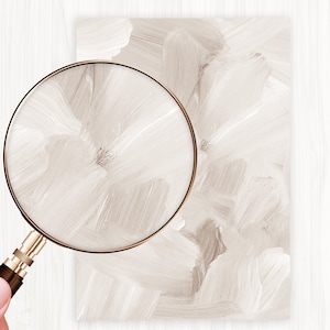 May include: Abstract art print with a white and beige colour scheme. The print features a textured, brushstroke pattern.