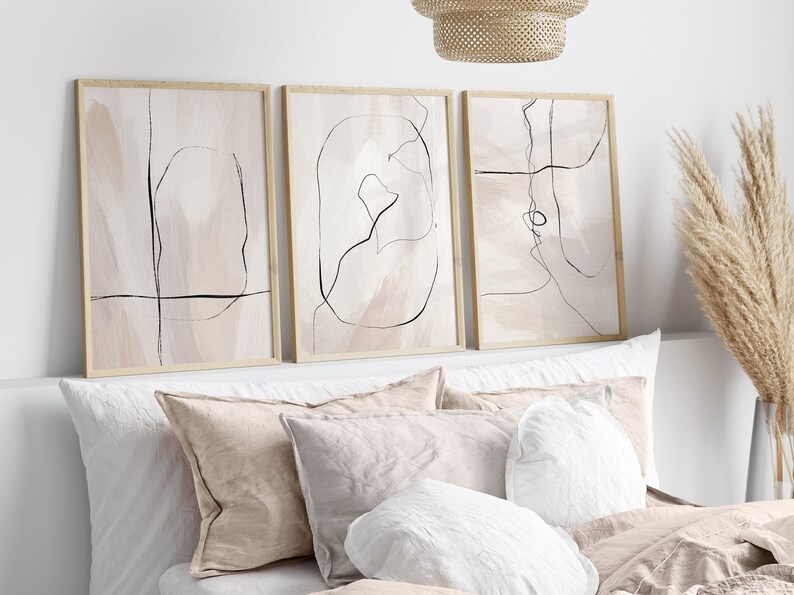 Neutral Abstract Art Prints, Beige Abstract Gallery Wall Art, Set of 3 ...