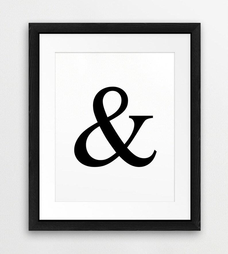 Ampersand Symbol &amp; Typography Printable File Black White | Etsy