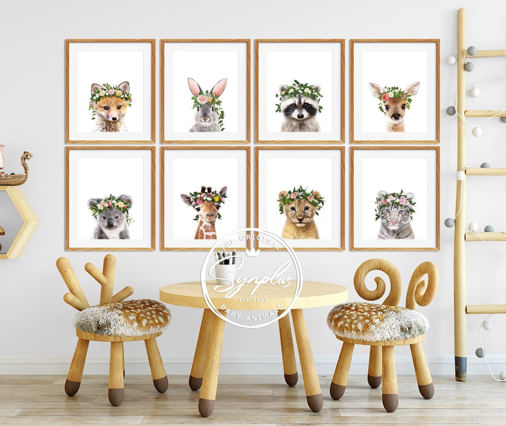 Rabbit Print Set of 2 Bunny Prints Bunny Flower Crown Bunny | Etsy