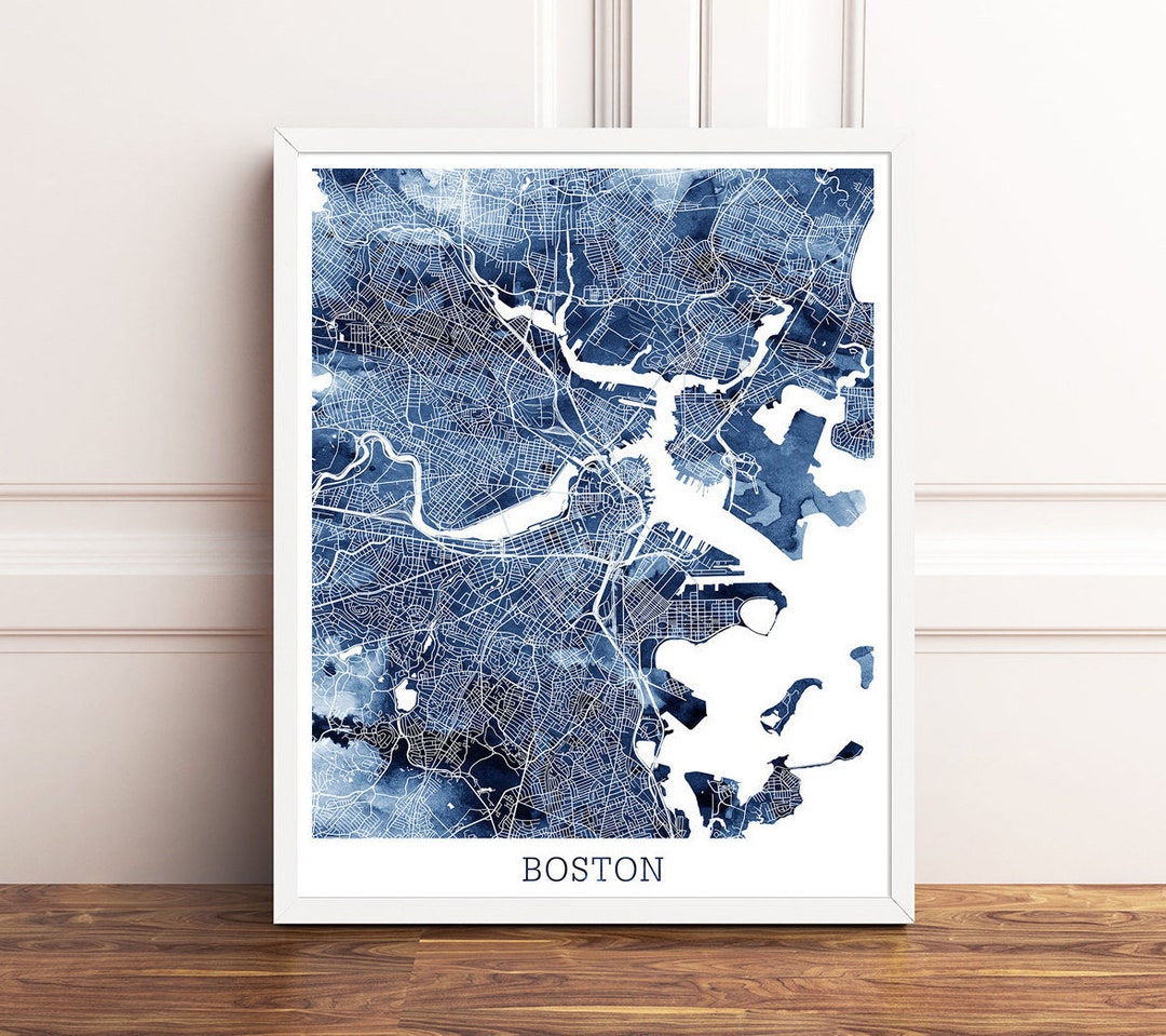 Boston Map Print, Boston City Street Map, Urban Map Poster, Boston ...