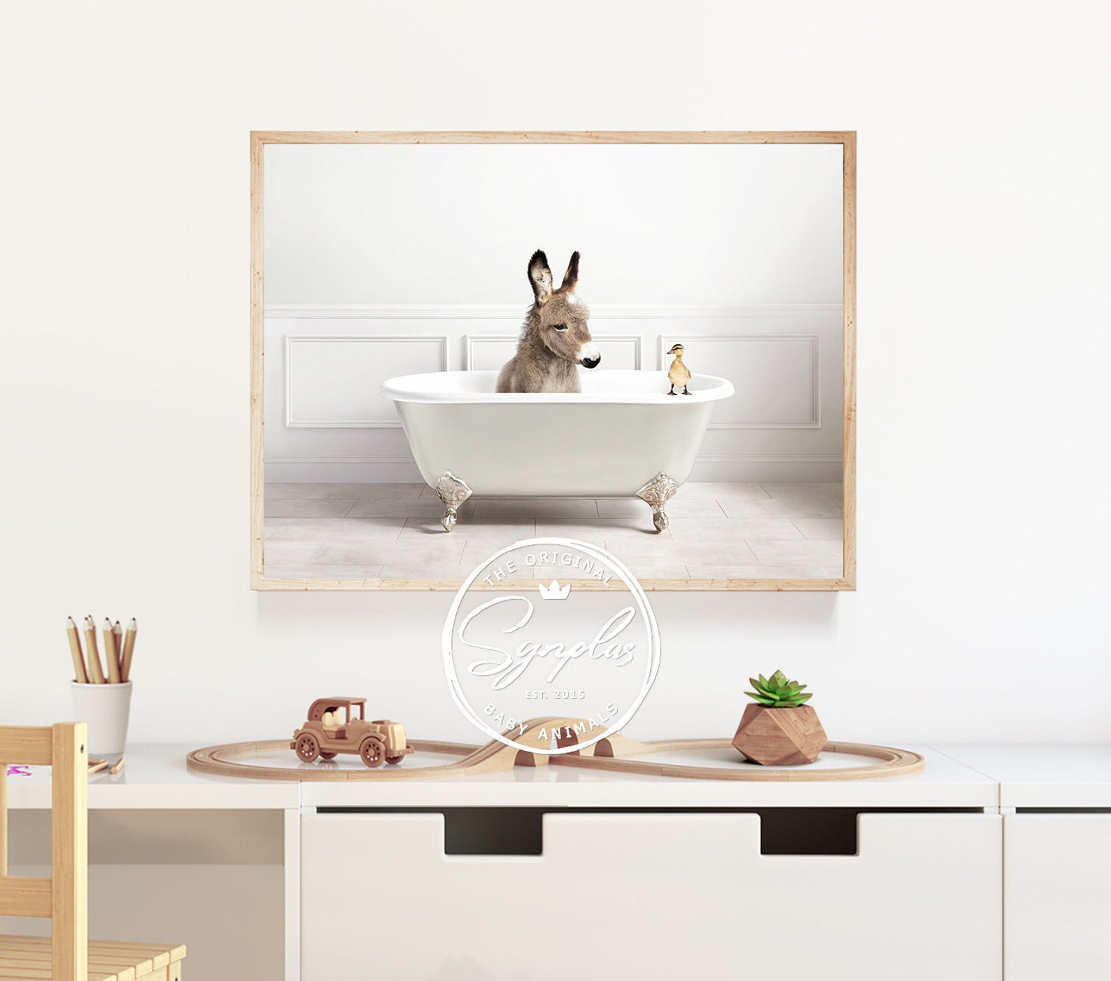 Baby Donkey in Bathtub Printable Art Donkey Bathing Whimsy Etsy
