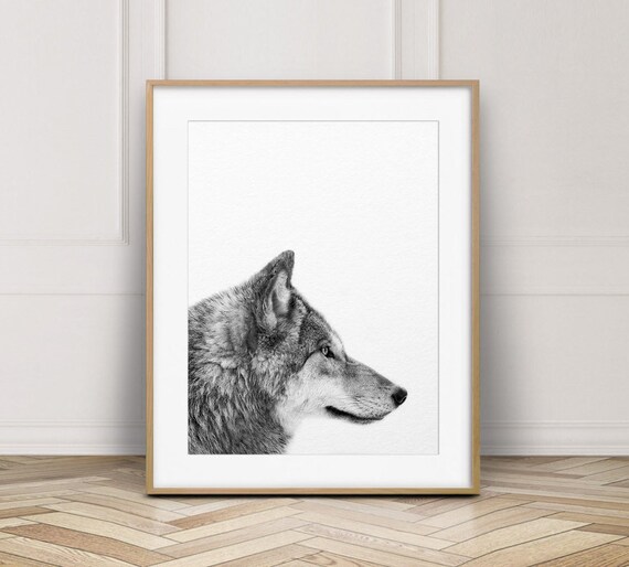 Wolf Print, Woodland Nursery Decor, Wolf Photo Black & White, Woodland Animals, Animal Prints, Nursery Wall Art, Kids Room Printable Art