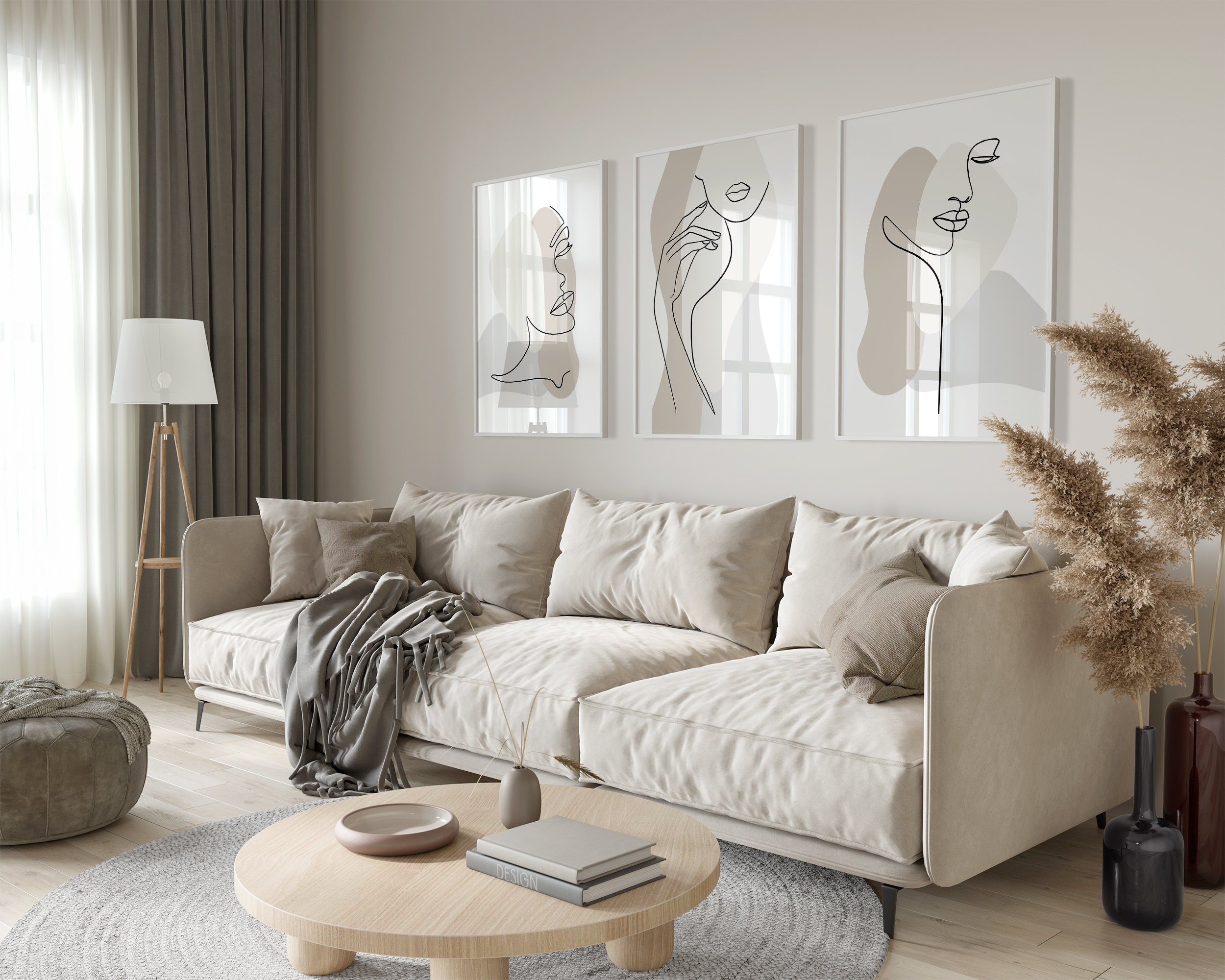 Neutral Wall Art Prints, Line Art, Set of 3 Neutral Prints, Minimalist ...