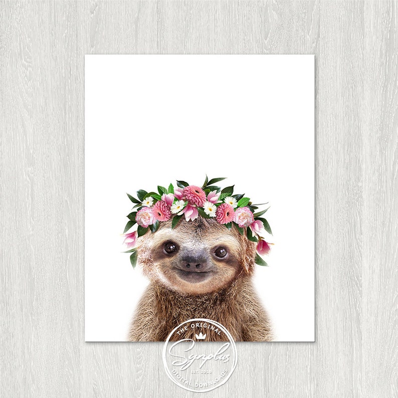 Nursery Animal Prints Baby Animals Flower Crown Set 8 Etsy Australia