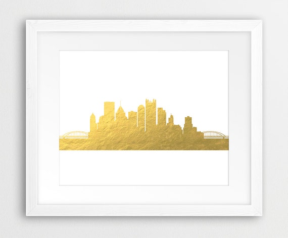 Pittsburgh Skyline Printable File Pittsburgh Cityscape Gold | Etsy