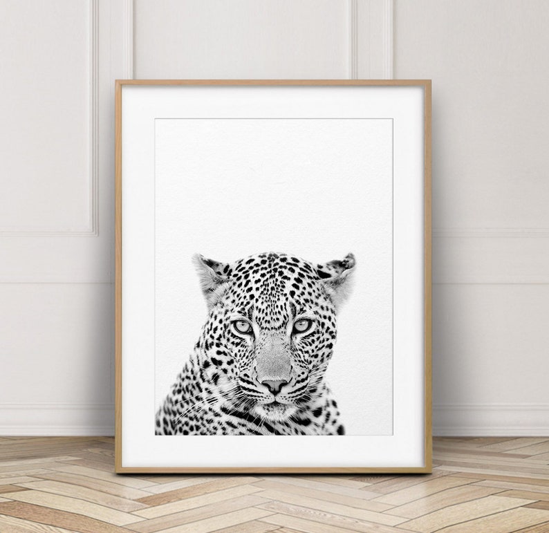 Leopard Print, Leopard Wandkunst, Safari Dekor, Tierdrucke, Safari Tiere schwarz & weiß, Kinderzimmer Dekor, Kinderzimmer Kunst, druckbare Kinder Kunst Bild 1