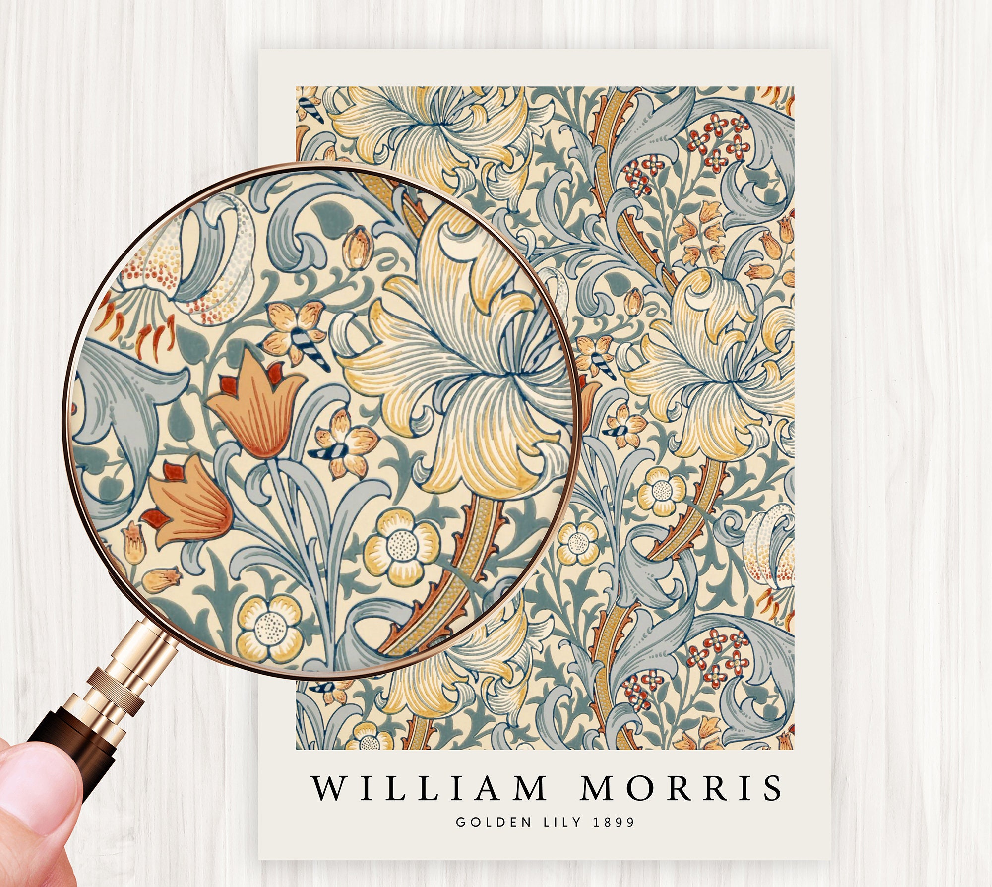 William Morris Golden Lily Print, Vintage Museum Exhibition Art