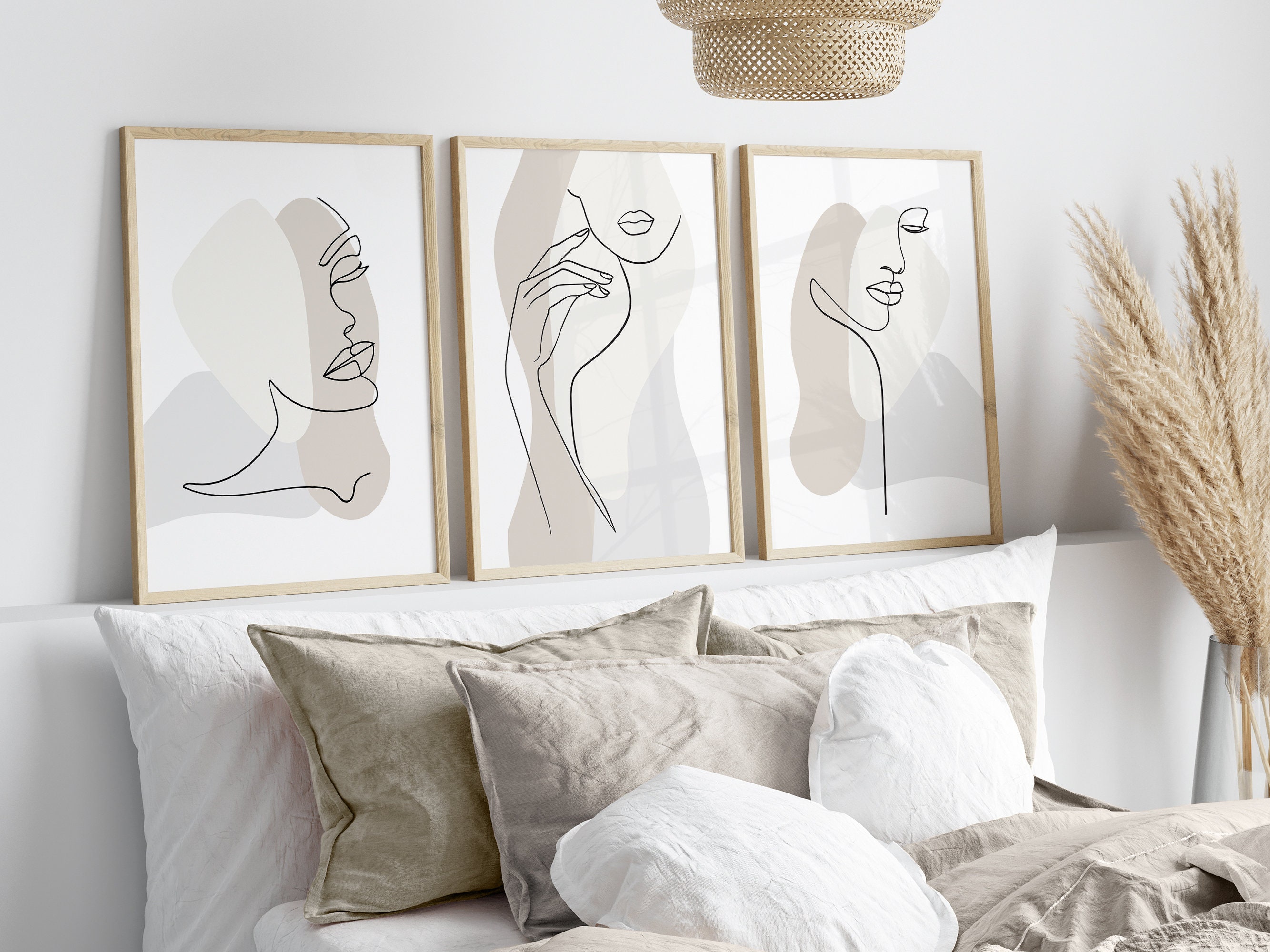 Neutral Wall Art Prints, Line Art, Set of 3 Neutral Prints, Minimalist ...