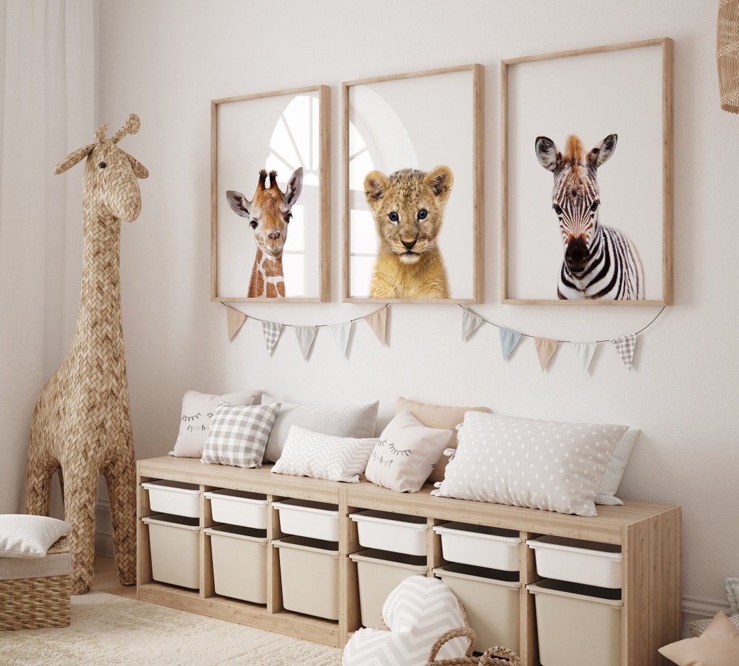 Safari Nursery Wall Art, Safari Animals Set of 3 Prints, Giraffe, Lion ...