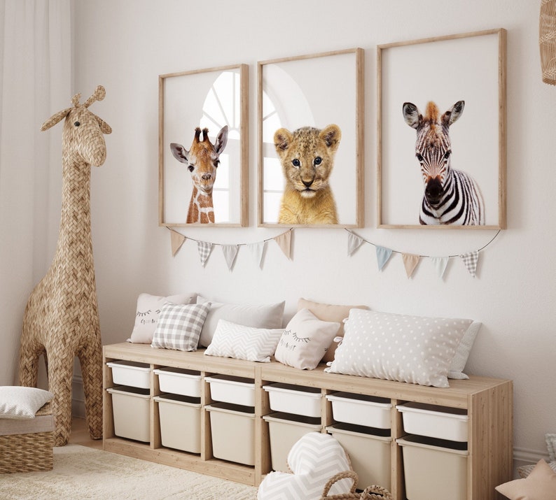 Safari Nursery Wall Art Safari Animals Set of 3 Prints - Etsy
