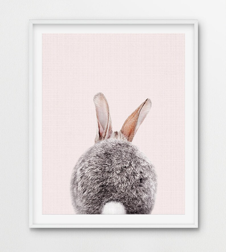 Small Rabbit Print Rabbit Print, Set of 2 Bunny Prints, Pink Nursery Wall Art, Woodland ...