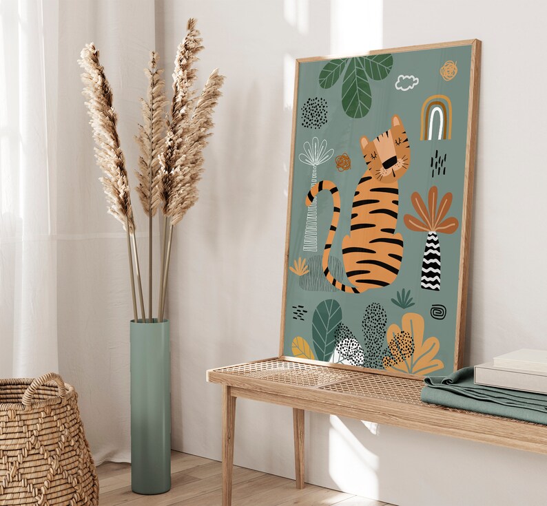 Safari Nursery Wall Prints, Boho Nursery Prints, Set of 4 Prints, Green ...