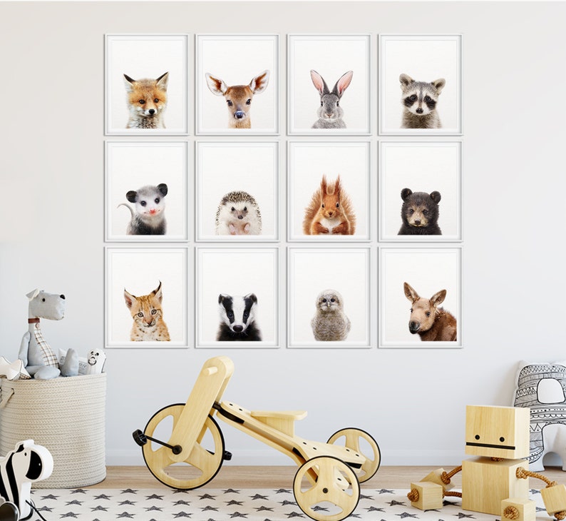 Deer Print Pink Nursery Wall Art Woodland Nursery Decor Etsy